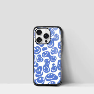 Blue Emoji Groovy iPhone Glass Case