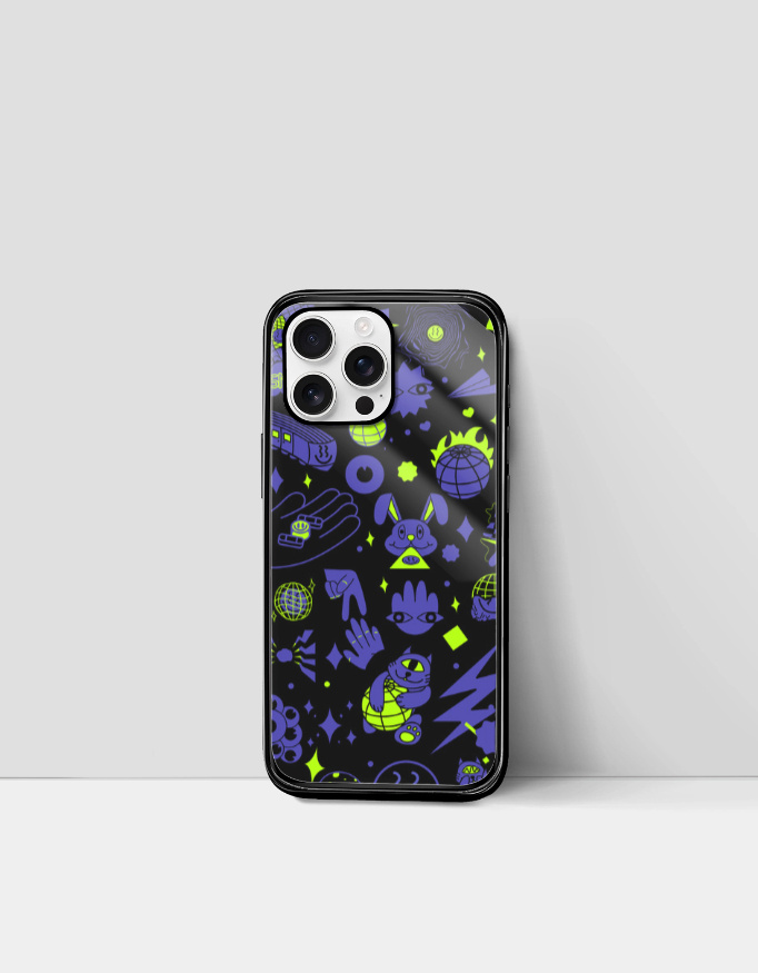 Alien Doodle Trippy iPhone Case - Image 3