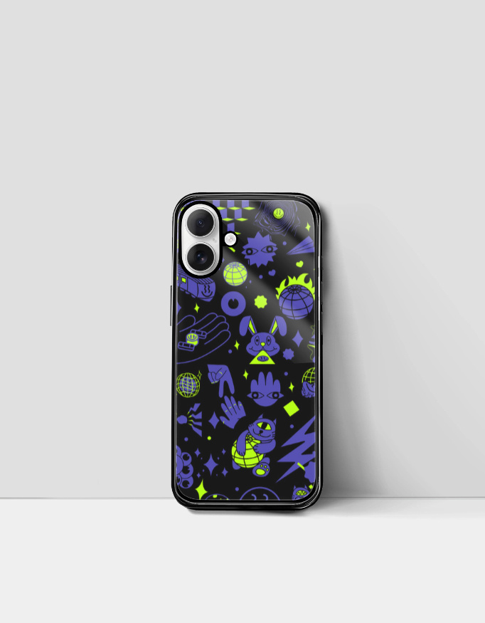 Alien Doodle Trippy iPhone Case - Image 2